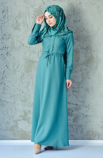 BENGISU Pleated Waist Dress 4502-04 Almond Green 4502-04