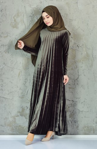 Khaki Hijab Kleider 19231-02