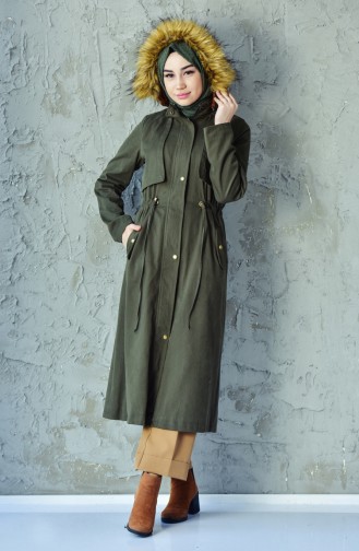 Waist Pleated Coat 3034-04 Khaki 3034-04