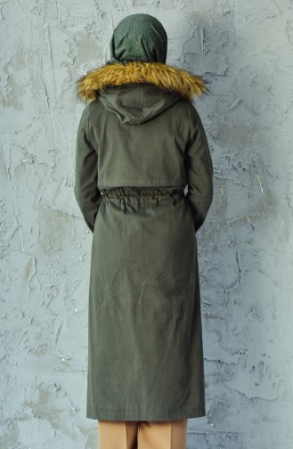 Manteau Taille Plissée 3034-04 Khaki 3034-04