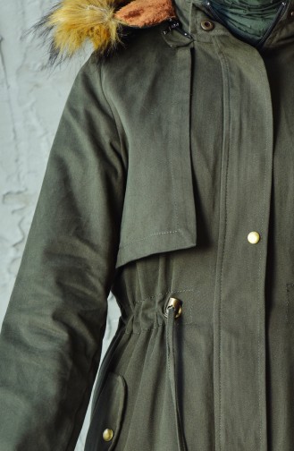 Manteau Taille Plissée 3034-04 Khaki 3034-04