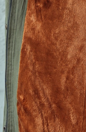 Manteau Taille Plissée 3034-04 Khaki 3034-04