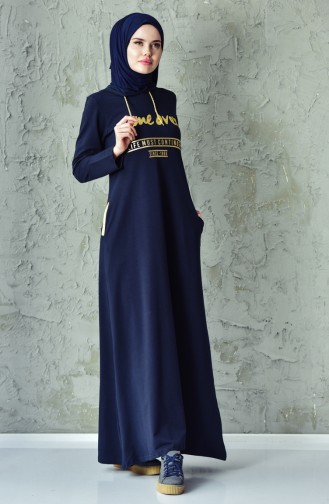 فستان رياضي بتصميم مُطبع 1008-03لون كحلي 1008-03