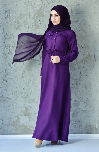 BENGISU Pleated Waist Dress 4502-03 Purple 4502-03