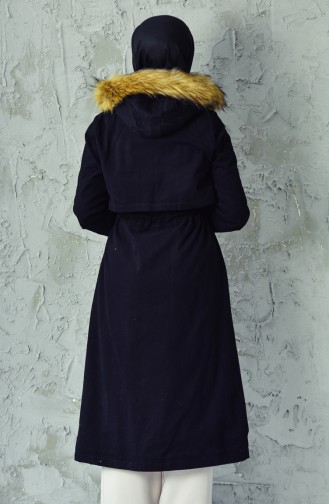 Manteau Taille Plissée 3034-03 Noir 3034-03