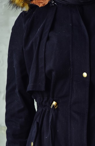 Manteau Taille Plissée 3034-03 Noir 3034-03