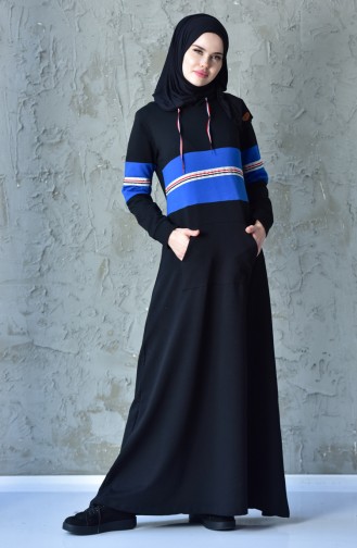 فستان رياضي بتصميم جيوب 1007-01 لون أسود 1007-01