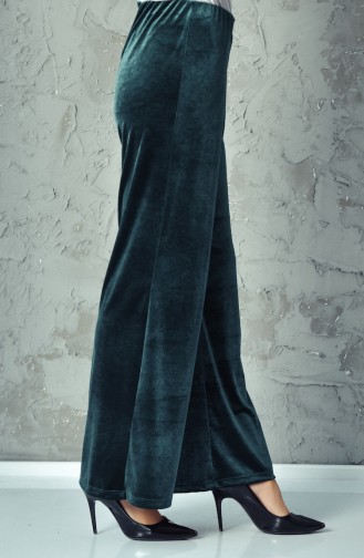 Waist Elastic Velvet Trousers 2608-02 Emerald Green 2608-02