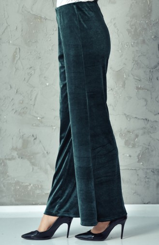 Waist Elastic Velvet Trousers 2608-02 Emerald Green 2608-02