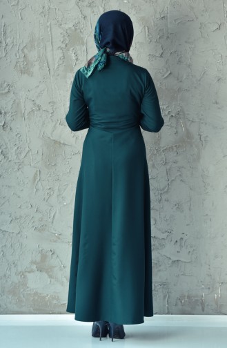BENGISU Pleated Waist Dress 4502-07 Emerald Green 4502-07