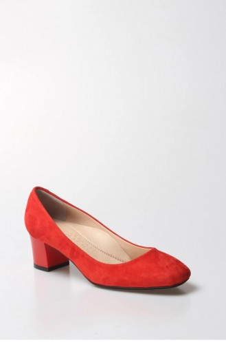 Fast Step Heeled Suede Shoes 064Za970 Red 064ZA970-16777556