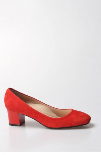 Fast Step Heeled Suede Shoes 064Za970 Red 064ZA970-16777556