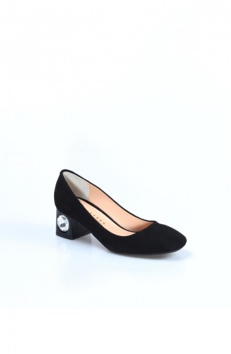 Fast Step Heeled Suede Shoes 064Za975 Black 064ZA975-16777285