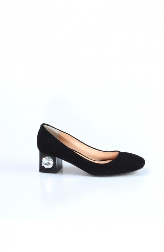 Fast Step Heeled Suede Shoes 064Za975 Black 064ZA975-16777285