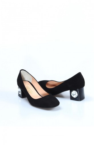 Fast Step Heeled Suede Shoes 064Za975 Black 064ZA975-16777285