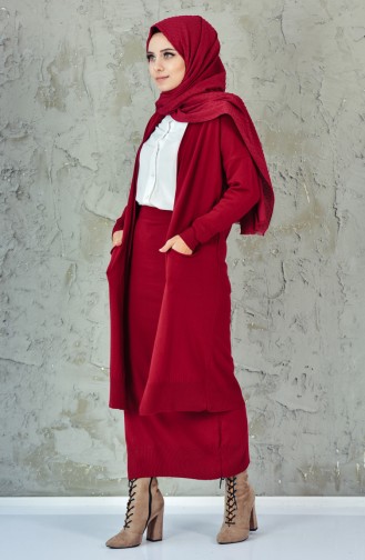 Cardigan Skirt Double Suit 3210-04 Claret Red 3210-04