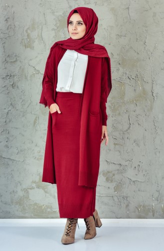 Cardigan Skirt Double Suit 3210-04 Claret Red 3210-04