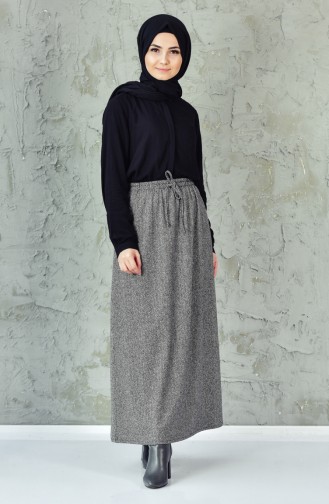 Beli Lastikli Etek 1041-01 Gri
