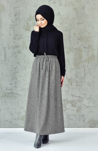 Beli Lastikli Etek 1041-01 Gri