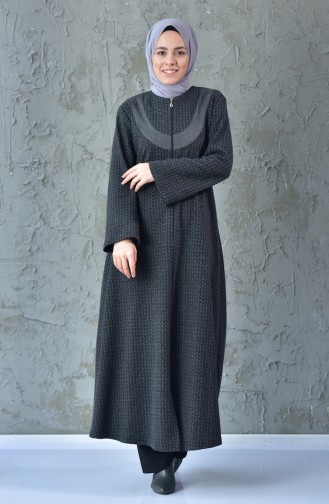 Dilber Zippered Winter Abaya 7087-01 Gray 7087-01