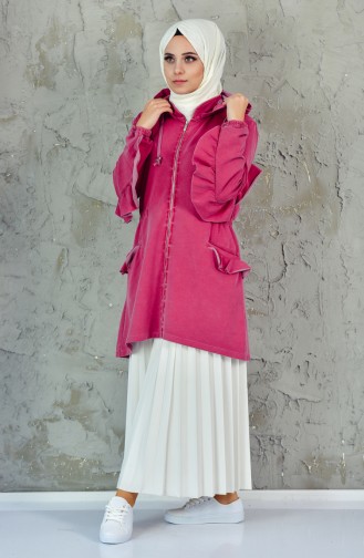 Ruffled Pocket Trench Coat MGP7035-01 Dry Rose 7035-01