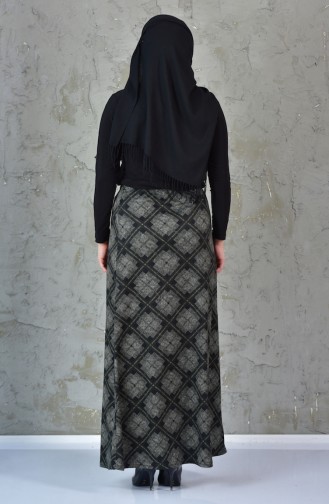 Large Size Plaid Patterned Skirt 1035-02 Khaki 1035-02