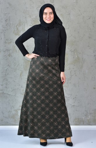 Patterned Skirt 1036-03 Khaki 1036-03