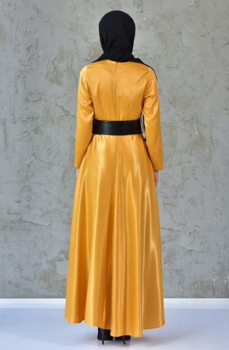 بيزلايف فستان بتصميم حزام للخصر 1005-01 لون اصفر داكن 1005-01