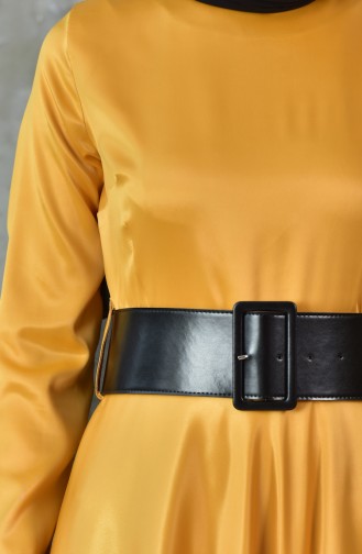 بيزلايف فستان بتصميم حزام للخصر 1005-01 لون اصفر داكن 1005-01
