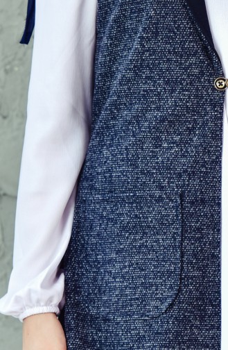 Gilet avec Poches 6338-04 Bleu Marine Blanc 6338-04