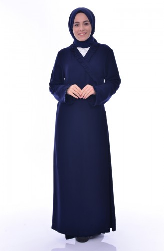 Sefamerve Robe de Prière a Froufrous 1020-01 Bleu Marine 1020-01
