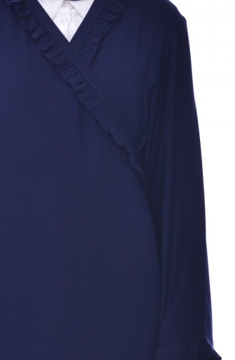 Sefamerve Fırfırlı Namaz Elbisesi 1020-01 Lacivert