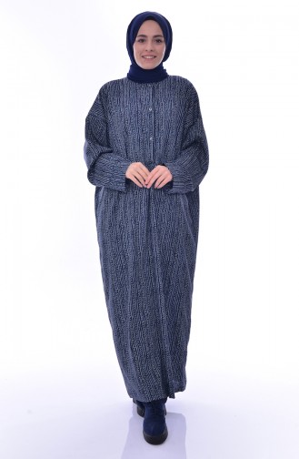 Navy Blue Hijab Dress 1016-01