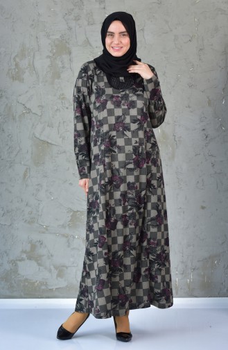 Large Size Pattern Dress 4845A-03 Black Purple 4845A-03