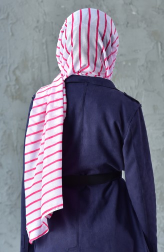Striped Patterned Shawl 901388-03 White Pink 901388-03