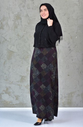 Large Size Patterned Skirt 1034-03 Black 1034-03
