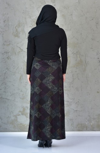 Large Size Patterned Skirt 1034-03 Black 1034-03