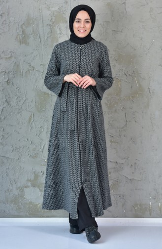 Fermuarlı Kışlık Ferace 7088-03 Siyah 7088-03