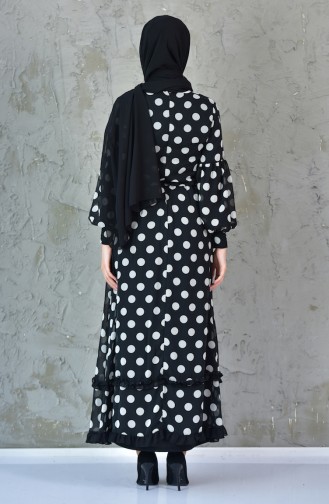 فستان شيفون بتصميم منقط 0015-01 لون اسود 0015-01