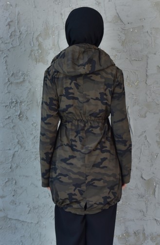 Camouflage Patterned Trench Coat MGP7030-01 Green 7030-01