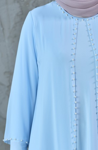 Large Size Pearls Tunic 1041-02 Baby Blue 1041-02