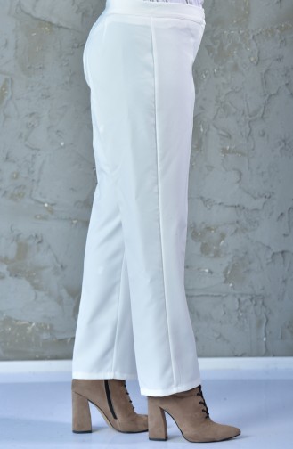 Large Size Straight Trousers 1025-04 White 1025-04