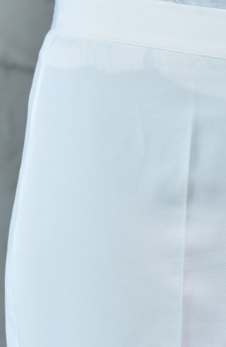 Büyük Beden Düz Paça Pantolon 1025-04 Beyaz