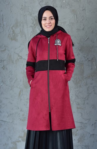 Hooded Suede Cape 9249-06 Claret Red 9249-06