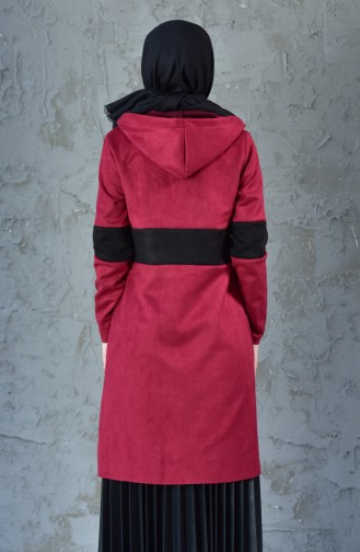 Hooded Suede Cape 9249-06 Claret Red 9249-06