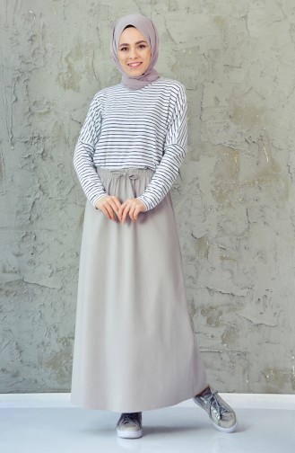 Beli Lastikli Etek 1070-03 Gri