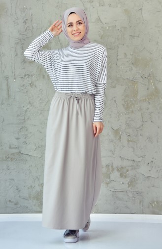 Beli Lastikli Etek 1070-03 Gri