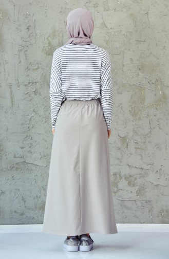 Beli Lastikli Etek 1070-03 Gri