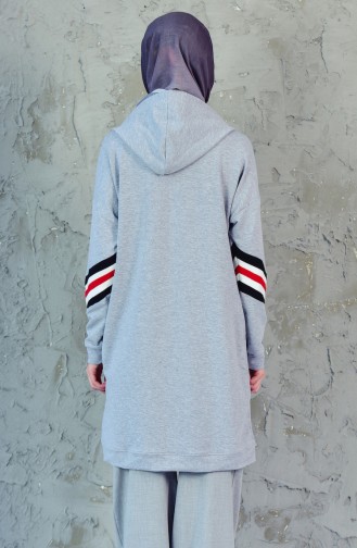 Şeritli Sweatshirt 8277-02 Gri