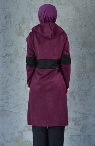 Hooded Suede Cape 9249-02 Purple 9249-02